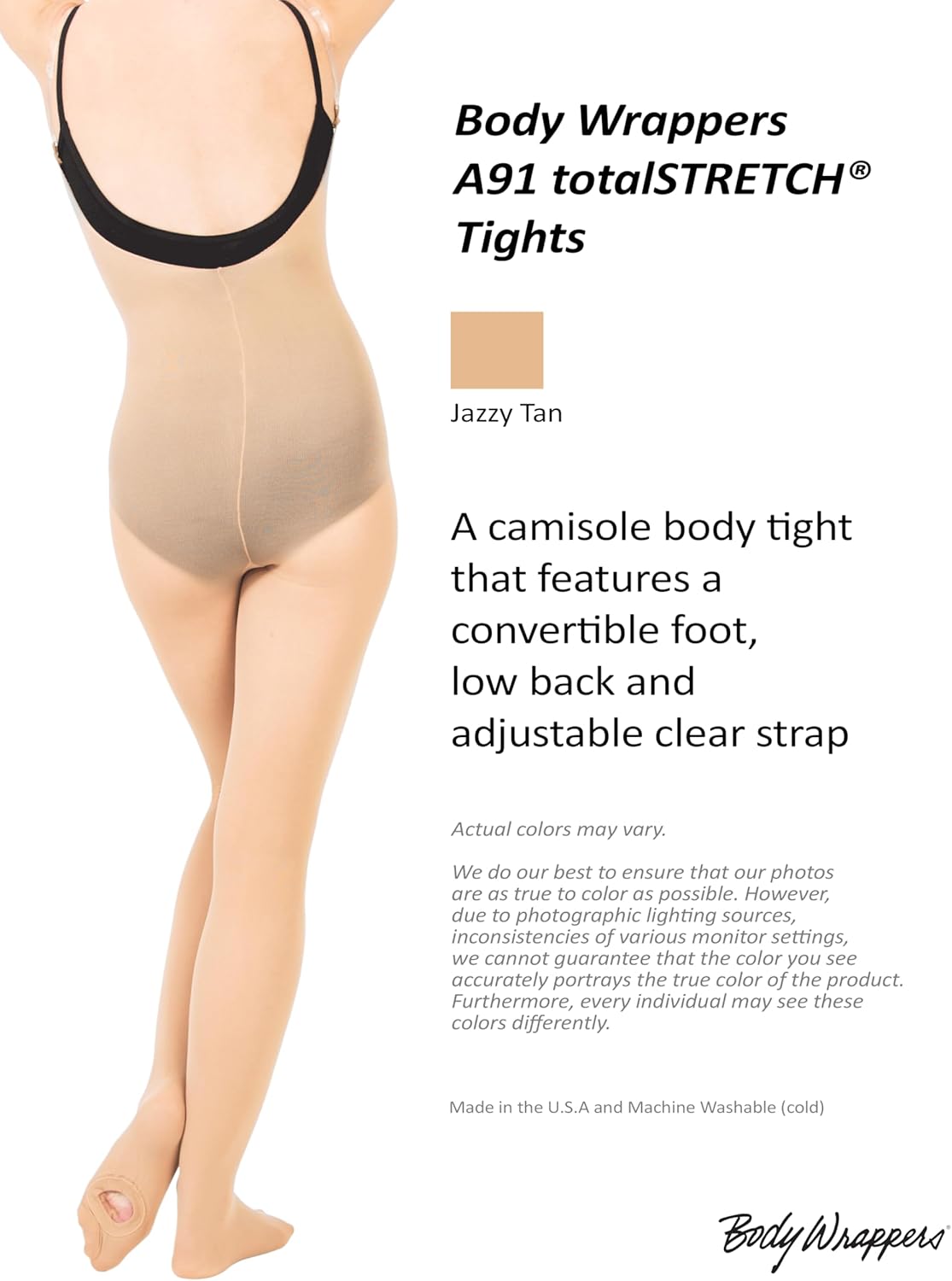 Body Wrappers Womens A91/A91X TotalSTRETCH Convertible Foot Camisole Body Tights