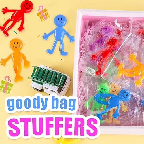 Miniatura 7 de POPLAY 60 piezas de hombre flexible con cara sonriente, figuras elásticas, recuerdos de fiesta, juguetes para aliviar el estrés, premios de
