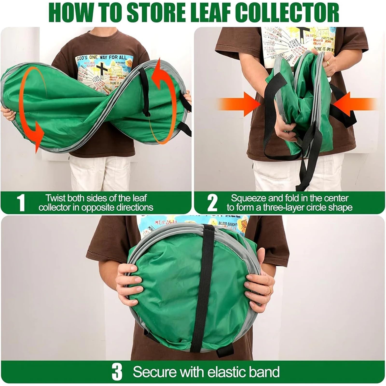 Sacos Para Escombros Bolsa de jardín plegable for recolector de hojas, basura de césped portátil con asas, saco de almacenamiento multiusos, 2 uds.