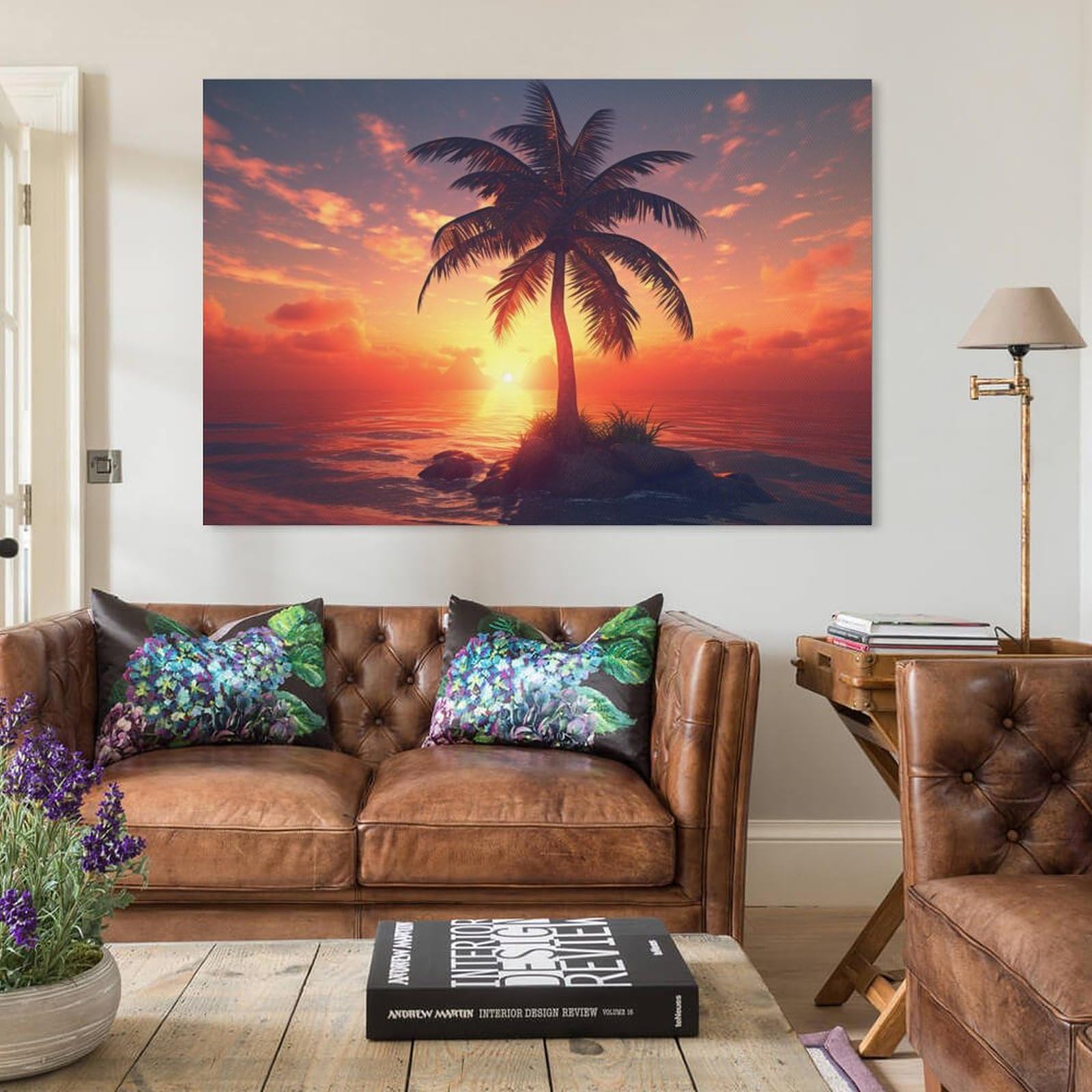 Tableau moderne pour salon Arbres Palmiers Jungle Nature 90x60 | Leroy