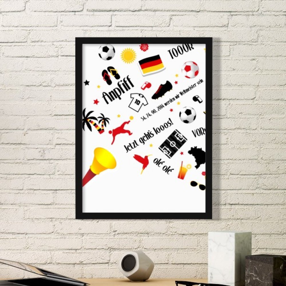Drapeau de Football Allemagne illustration simple et cadre photo noir moderne