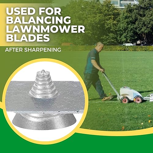 Vista 3 de TonGass Paquete de 2 balanceadores de cuchillas de precisión de metal para cortacésped, afilador de cuchillas que equilibra las cuchillas después