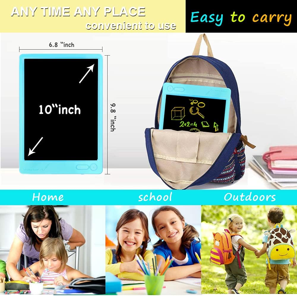 Best Seller KURATU LCD Writing Tablets 10 inch Colorful Screen Electronic Drawing Board Kids Toys Writing Board & Drawing Tablet Doodle Board Writing Tablets (Blue)
