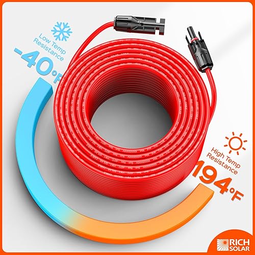 Miniatura 10 de RICH SOLAR Cable de extensión de panel solar negro de calibre 10, 10 AWG, 100 pies, color rojo + 100 pies, cable de extensión de panel solar con