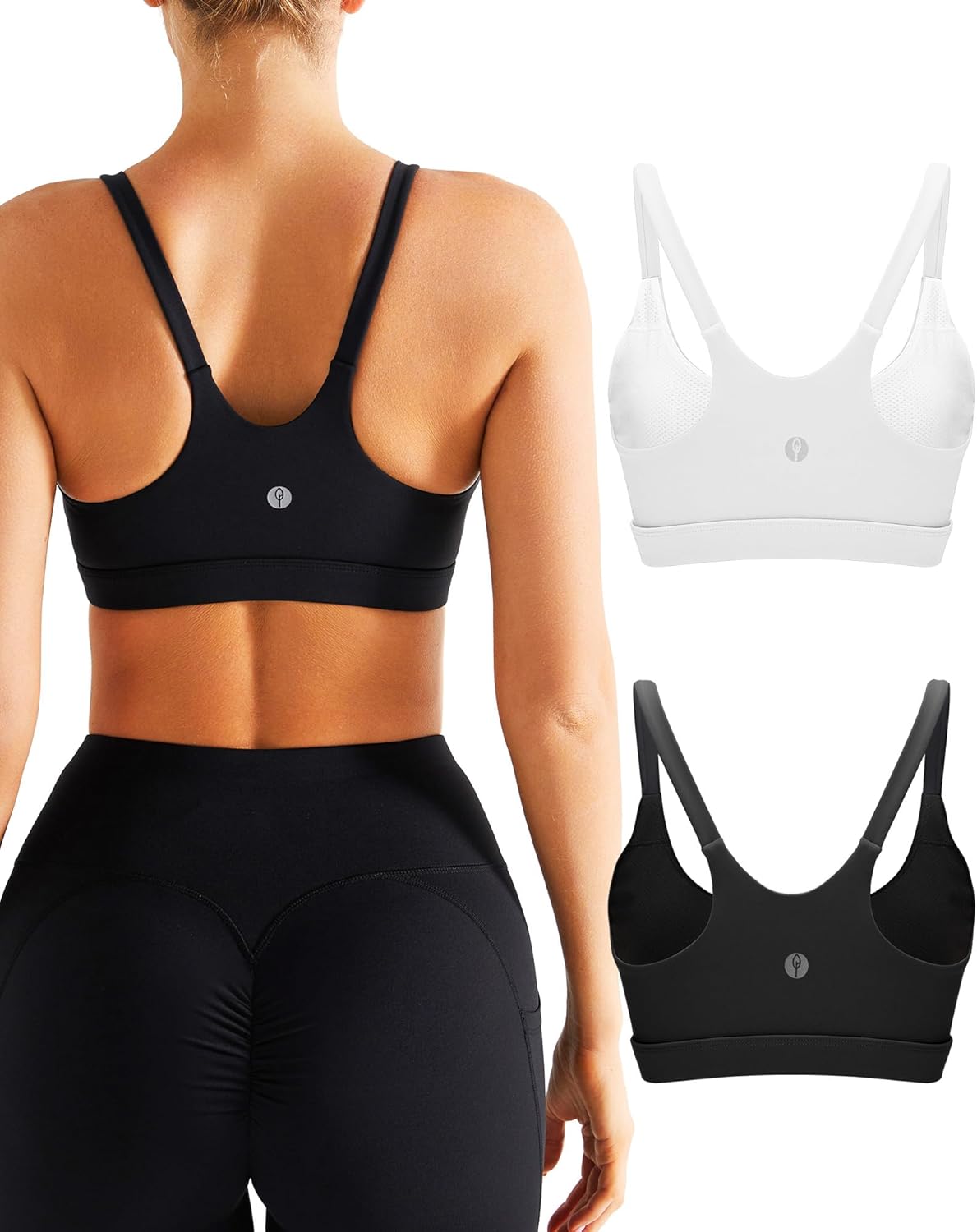 KIMTREE Sports Bras for Women,U Back Padded Medium Support Wireless Yoga Workout Longline Sports Bra with Removable Cups
