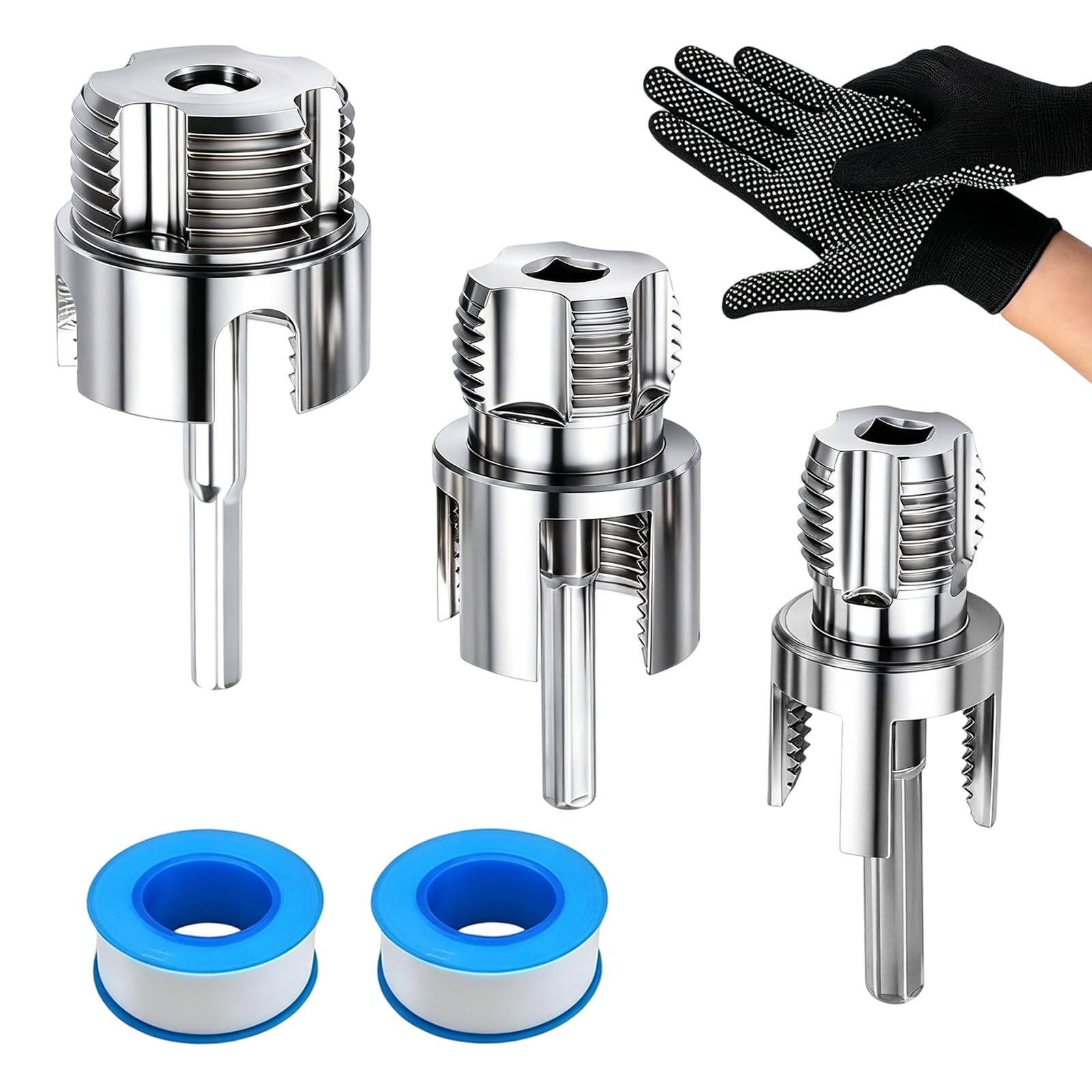 Kit de 3 herramientas de roscado de tuberías de PVC y plástico con doble función 8