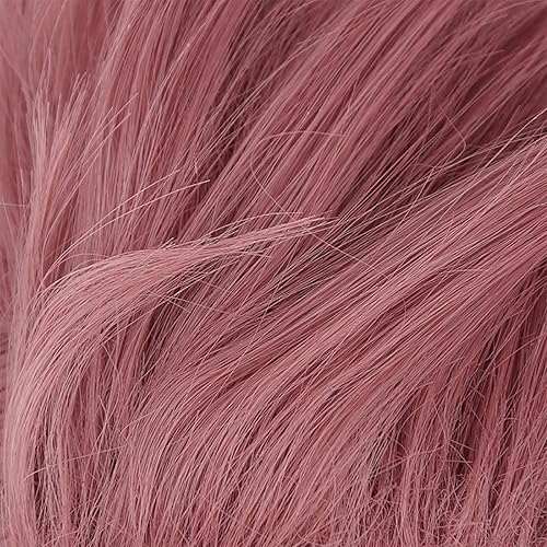 Miniatura 5 de XiongXiongLe Peluca corta de anime para Halloween, color rosa y rojo, para cosplay, disfraz de hombre, pelucas de repuesto de cabello con alambre de