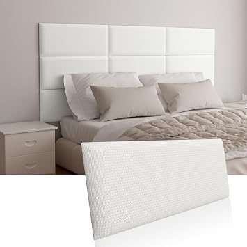 Upholstered Wall Mounted Headboard, Acoustic Panel, Peel and Stick Wall Padding, Beige Dorm Towel Fabric, 6-Pack