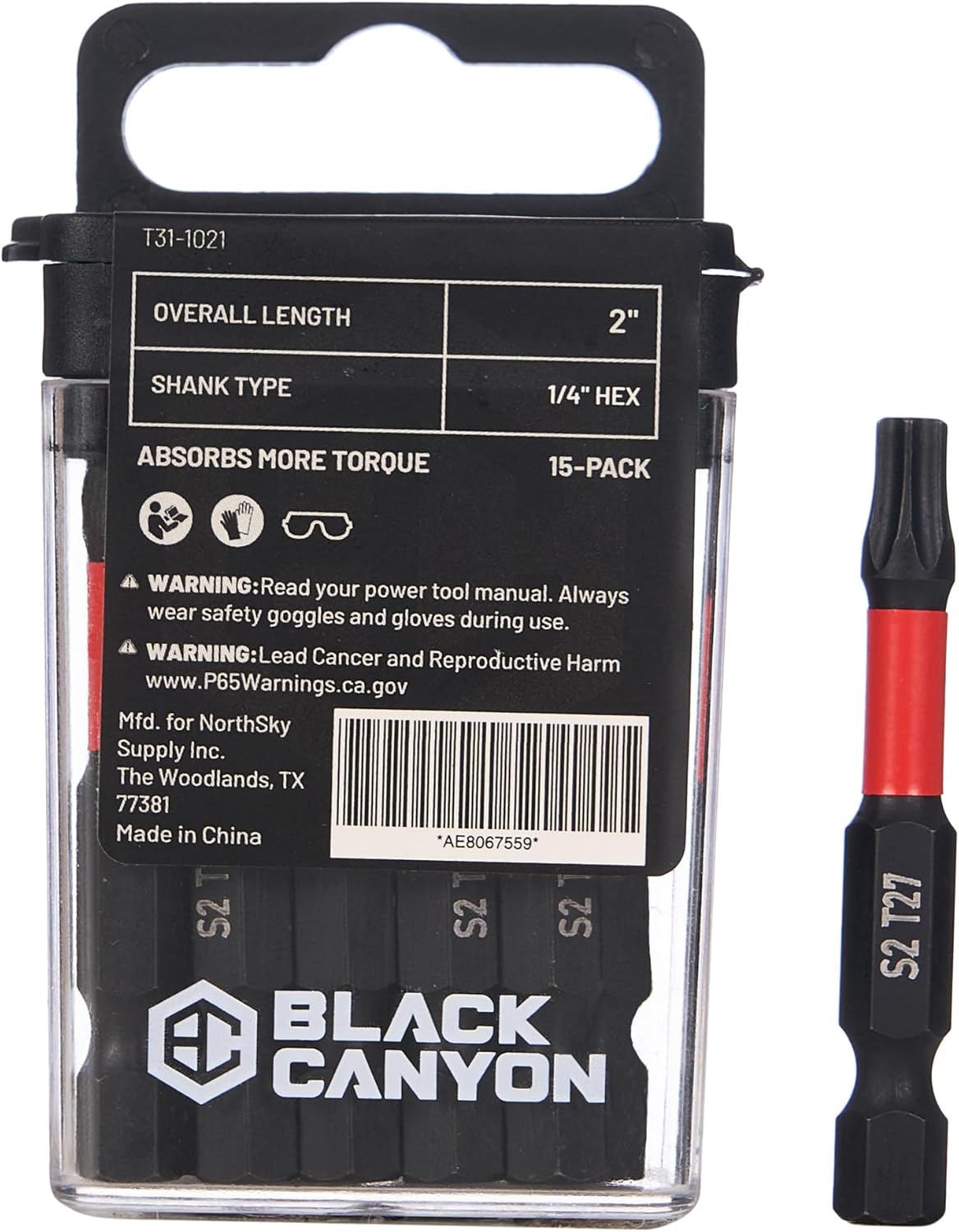 BLACK CANYON 2IN Impact Torx Bits T25, 1/4 Inch Hex Shank S2 Steel, Magnetic Machined Tip, Impact Resistant, Proof Torque, Remove and Install Screws, Industrial Settings and DIY Projects, 15 PCS