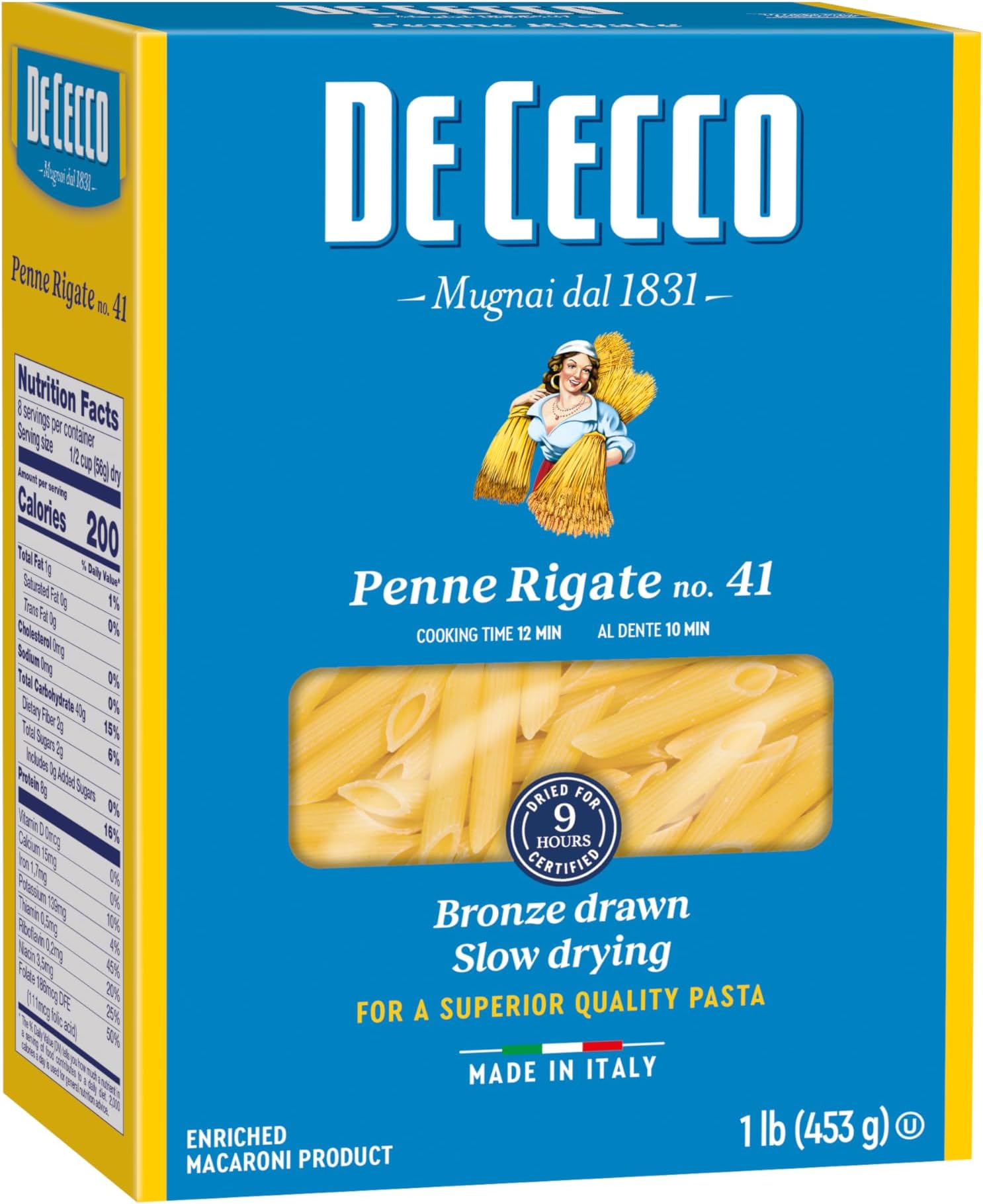 De Cecco Semolina Pasta, Penne Rigate No.41, 1 Pound