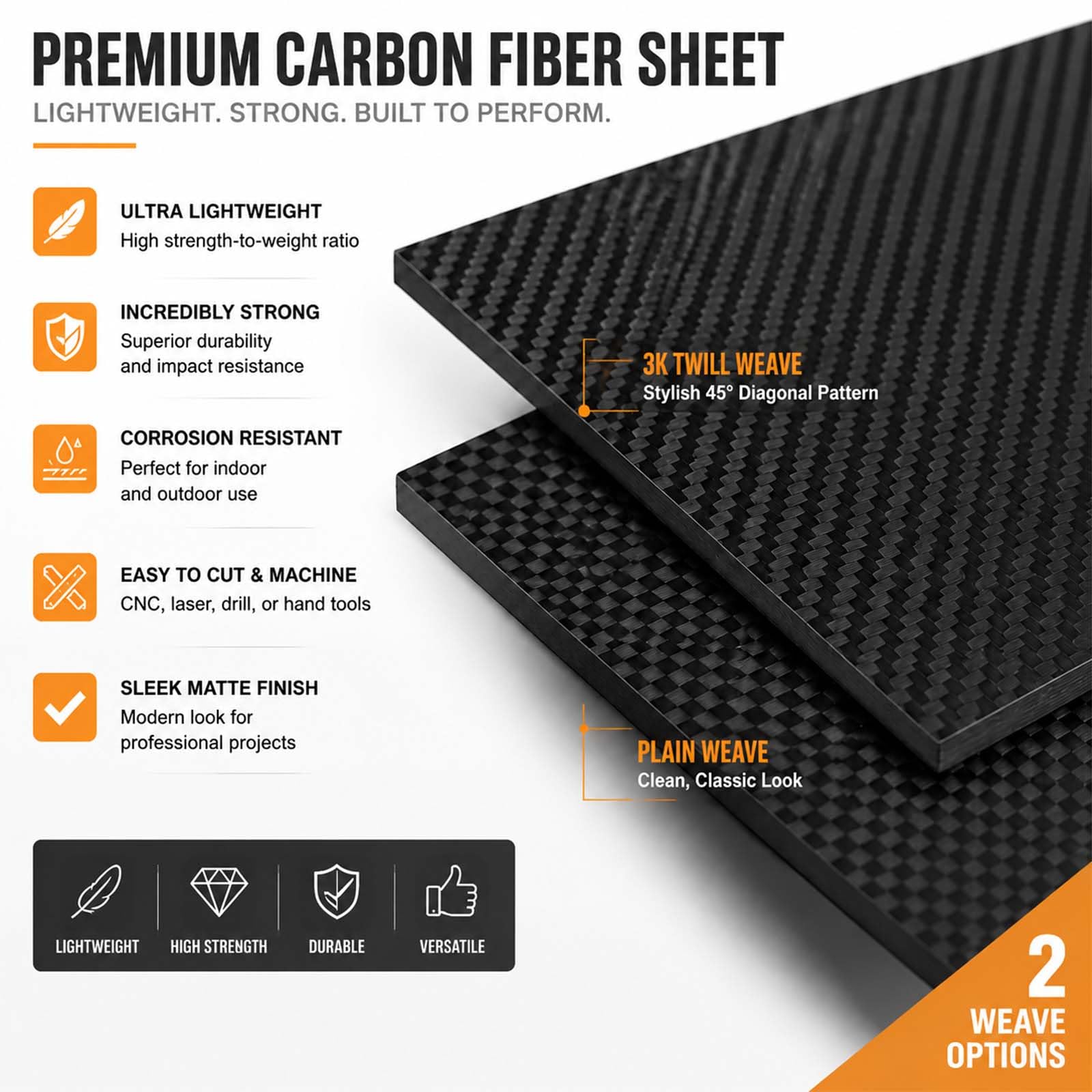 Piastra in Fibra di Carbonio 3K Tessuto Twill 8 mm Nera Rigida Resistente al Calore per RC Drone Aerei DIY Modelli Parti Auto Ingegneria Progetti,150mm*150mm*8mm