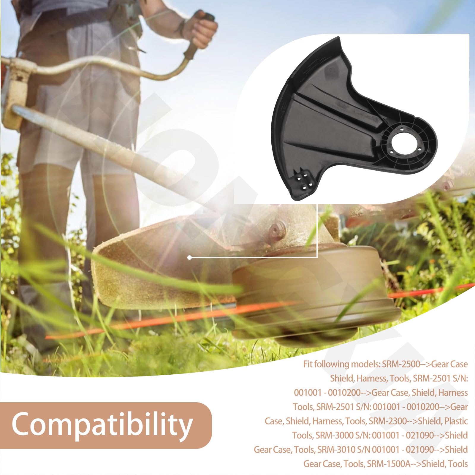 69900040930 - Protector de césped compatible con Echo Shindaiwa SRM-1500, SRM-1500A, SRM-2200, SRM-200CE, SRM-3000, SRM-3010 recortadora/desbrozadora reemplaza 69900040830 69900440930 1 6999. 01027230