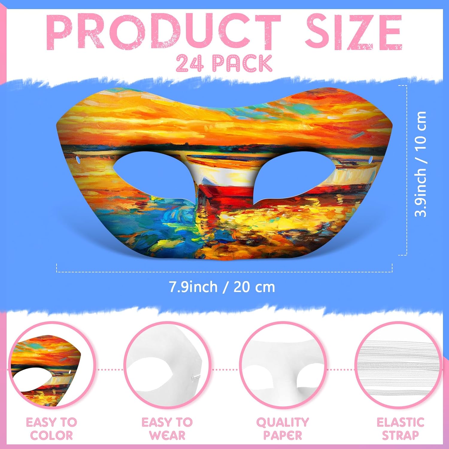 Leyndo Paper Mache Art Mask White Craft Masquerade Masks and Gem Stickers DIY Blank Mardi Gras Halloween Cosplay Party - Image 2