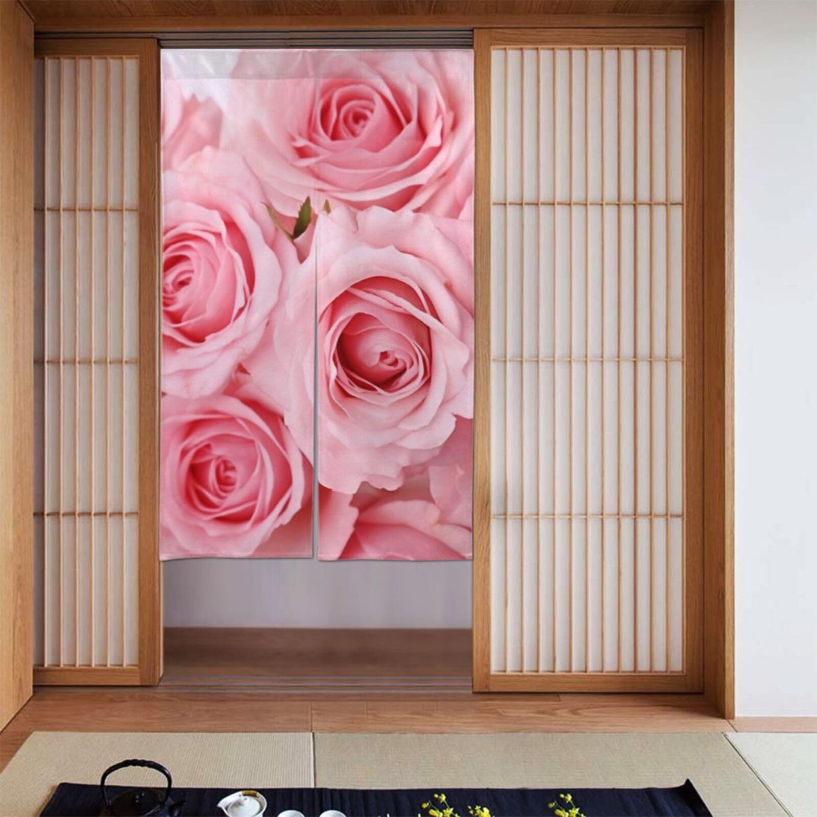 Rideaux de séparation occultants imprimés roses pour bloquer la lumière