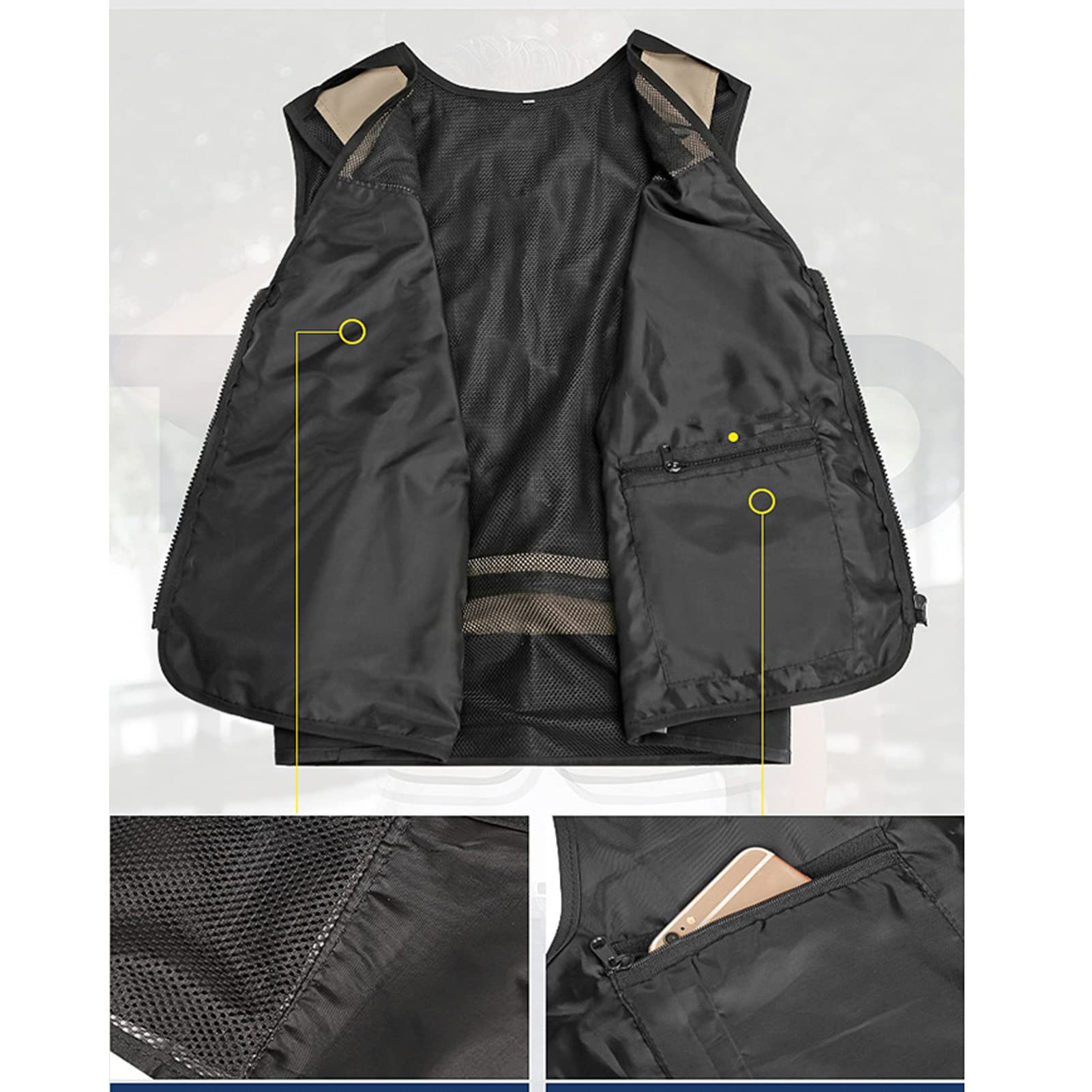 Herren Weste Multi Taschen Weste Outdoor Loose Casual Mesh Atmungsaktiv Arbeitsjacke Angeln Weste Mantel Fotografie Reise Outwear Top