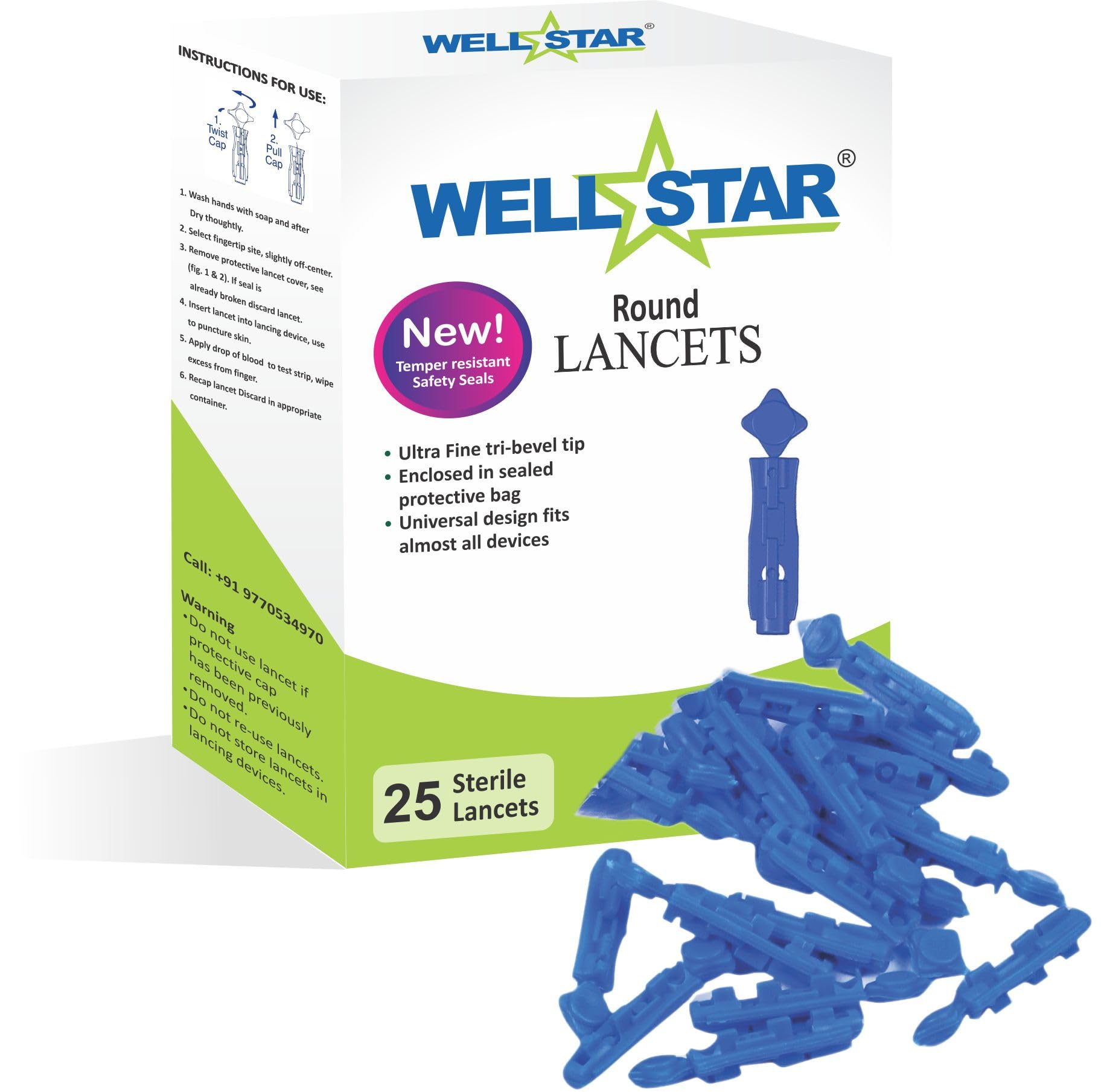 Wellstar 25 ROUND LANCETS BLUE COLOR Glucometer Lancets Glucometer Lancets (25) (B0C9K6T2PG) Amazon Price History, Amazon Price Tracker