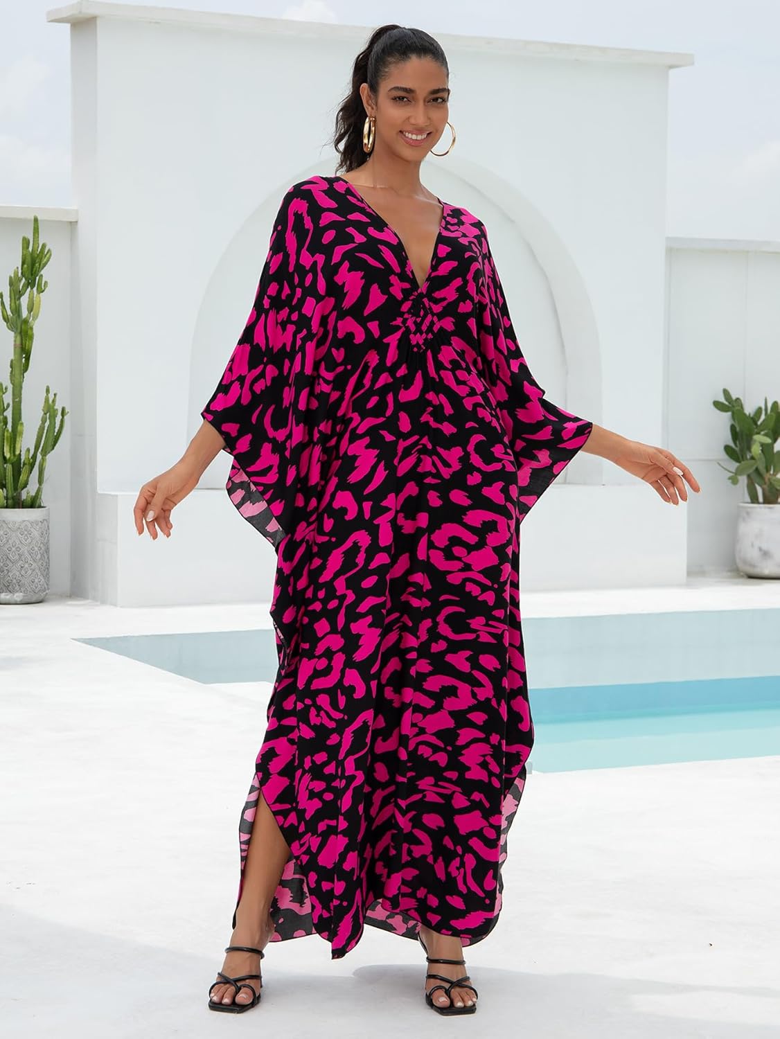 Women Animal Print Kaftan Dresses Plus Size Swimsuit Coverup 2025 Summer Bathing Suit Caftan Loungewear Beach Dress - Image 8
