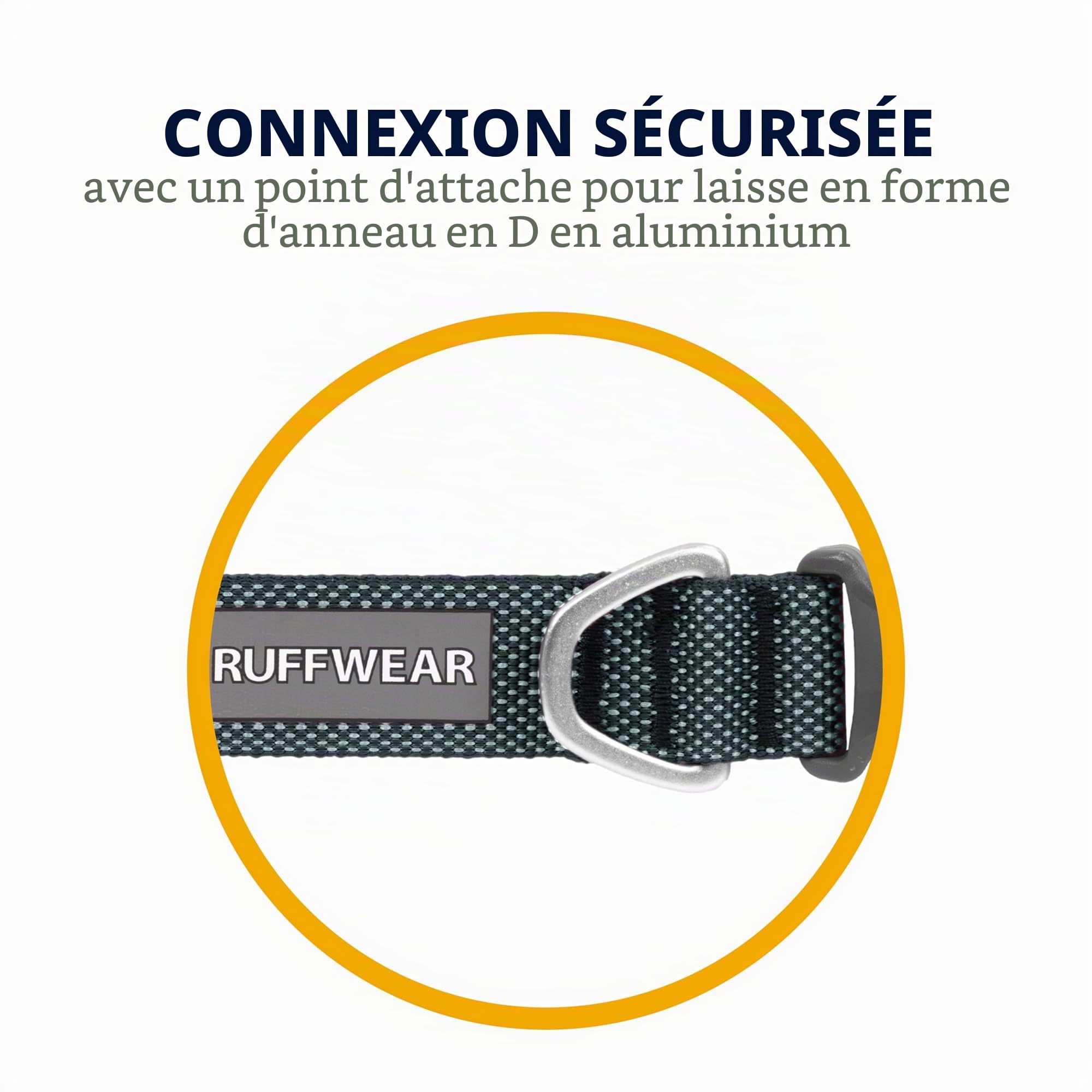 RUFFWEAR Collier pour Chien Hi & Light, Ultra Solide et léger, Anneau de Fixation de la Laisse en Aluminium et Boucle à Ouverture latérale, Accessoire élégant pour Le Cou, Basalt Grey 14"-20"