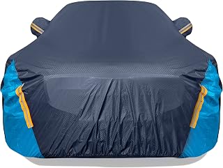 DINGHAO Waterproof All-Weather Car Cover for Sedans 190-195 inch - 6 Layers Rain Sun UV Snow Dust Protection with Reflective Strips