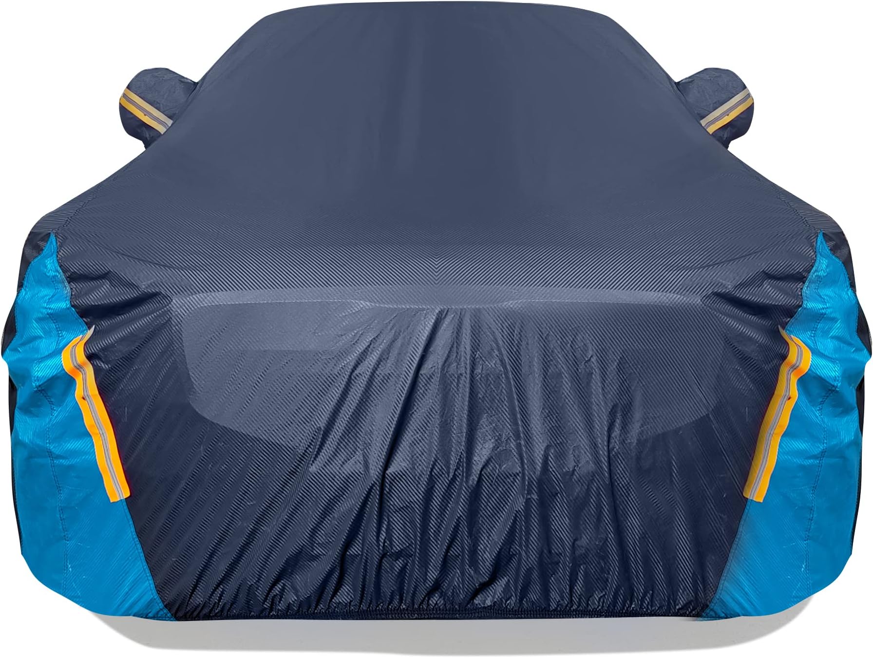 DINGHAOCar Cover Waterproof All Weather for Automobiles, 6 Layers Outdoor Full Exterior Cover Rain Sun UV Snowproof Protection with Zipper Cotton, Mirror Pocket for Sedan (196-210 inch)
