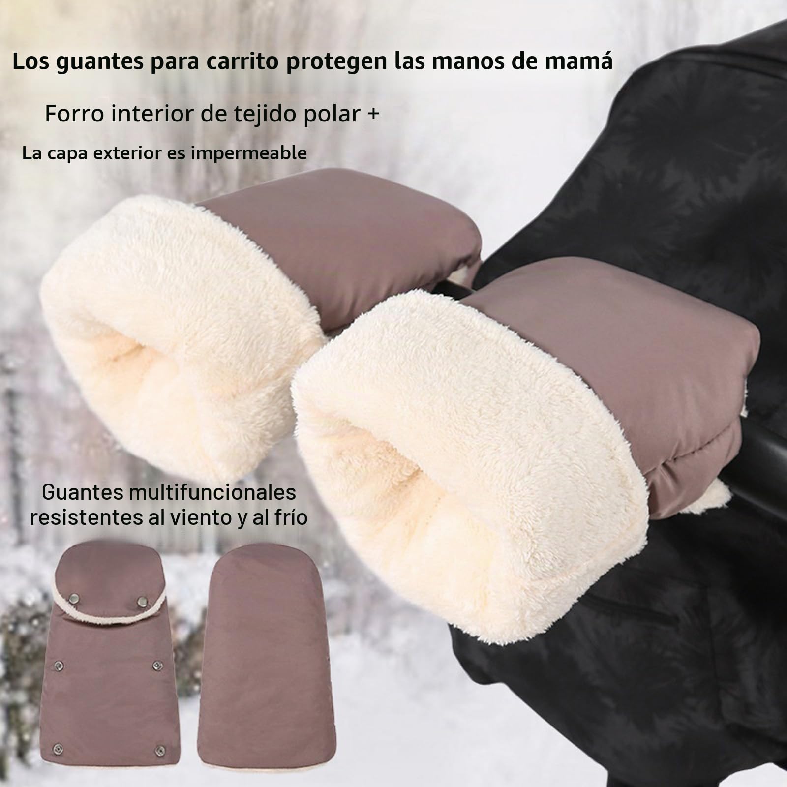 Manguito de mano para cochecito, guantes para cochecito, manoplas para cochecitos, manoplas de invierno, impermeables, resistentes al viento, extra gruesas, manguito de mano para cochecito, cochecitos