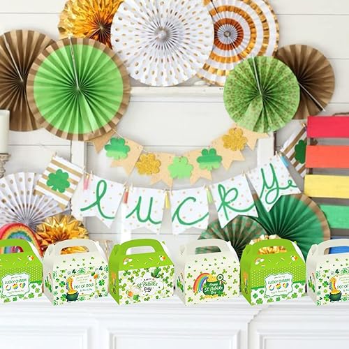 Miniatura 6 de YEXEXINM Paquete de 24 cajas de regalo de papel para fiesta del día de San Patricio diseño de doble cara cajas de regalo para fiestas de San