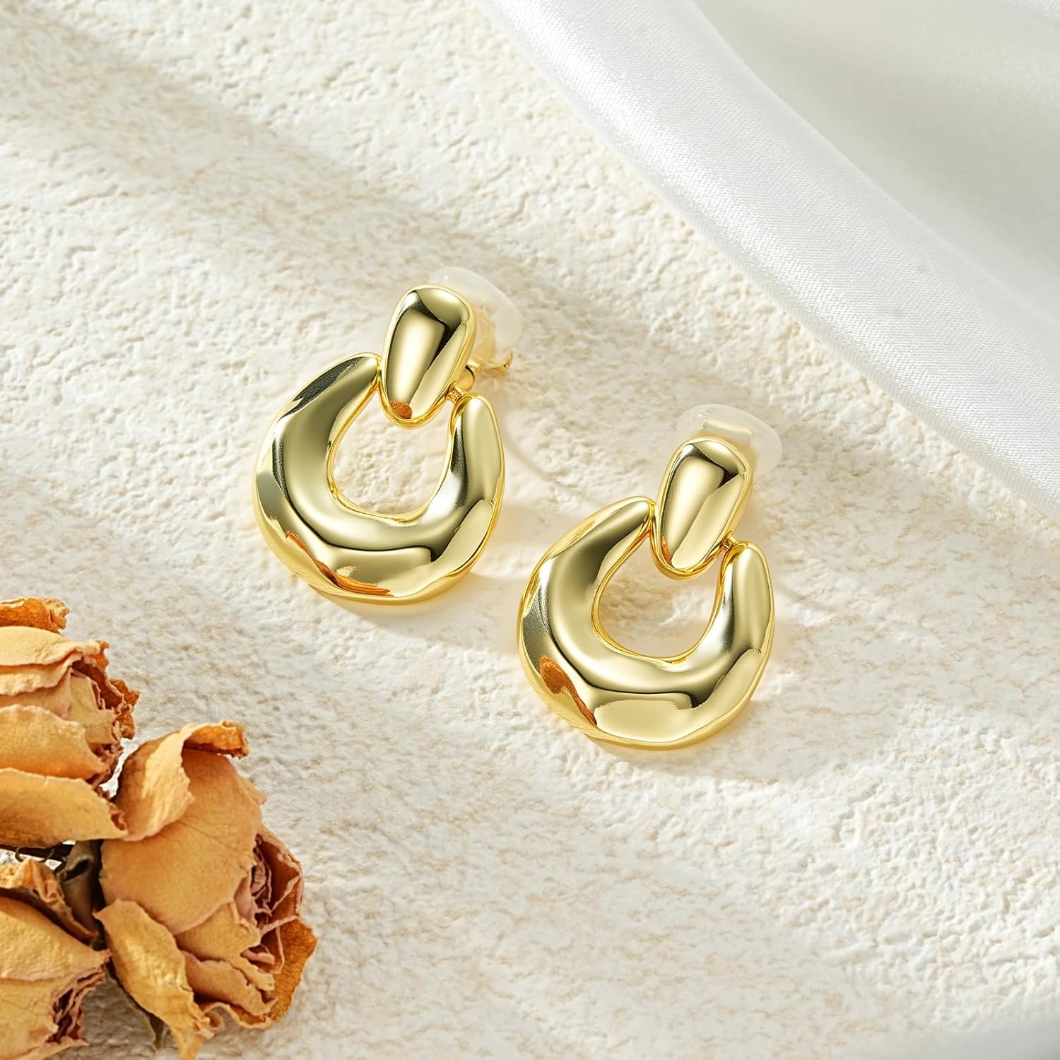 Clip on Earrings for Women Hypoallergenic Statement Retro Clip Earrings 14K Gold/Silver Plated Hoop Dangle Earrings 5A Cubic Zirconia Round Multiple Styles for Women Fashion Trendy Jewelry Gifts - Image 5