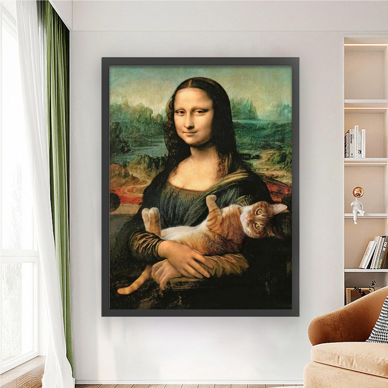 Kexpery Mona Lisa Cat zestaw do haftu krzyżykowego 14CT duży format 65x40cm dla początkujących DIY rzemiosło dekoracji