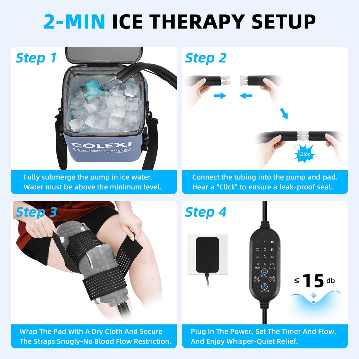 Cold Therapy Machine Programmable Timer Portable Ice Machine for Knee After Surgery Knee Replacement Recovery System, Cryotherapy Pain Relief/Compression Pad for Shoulder Hip Ankle