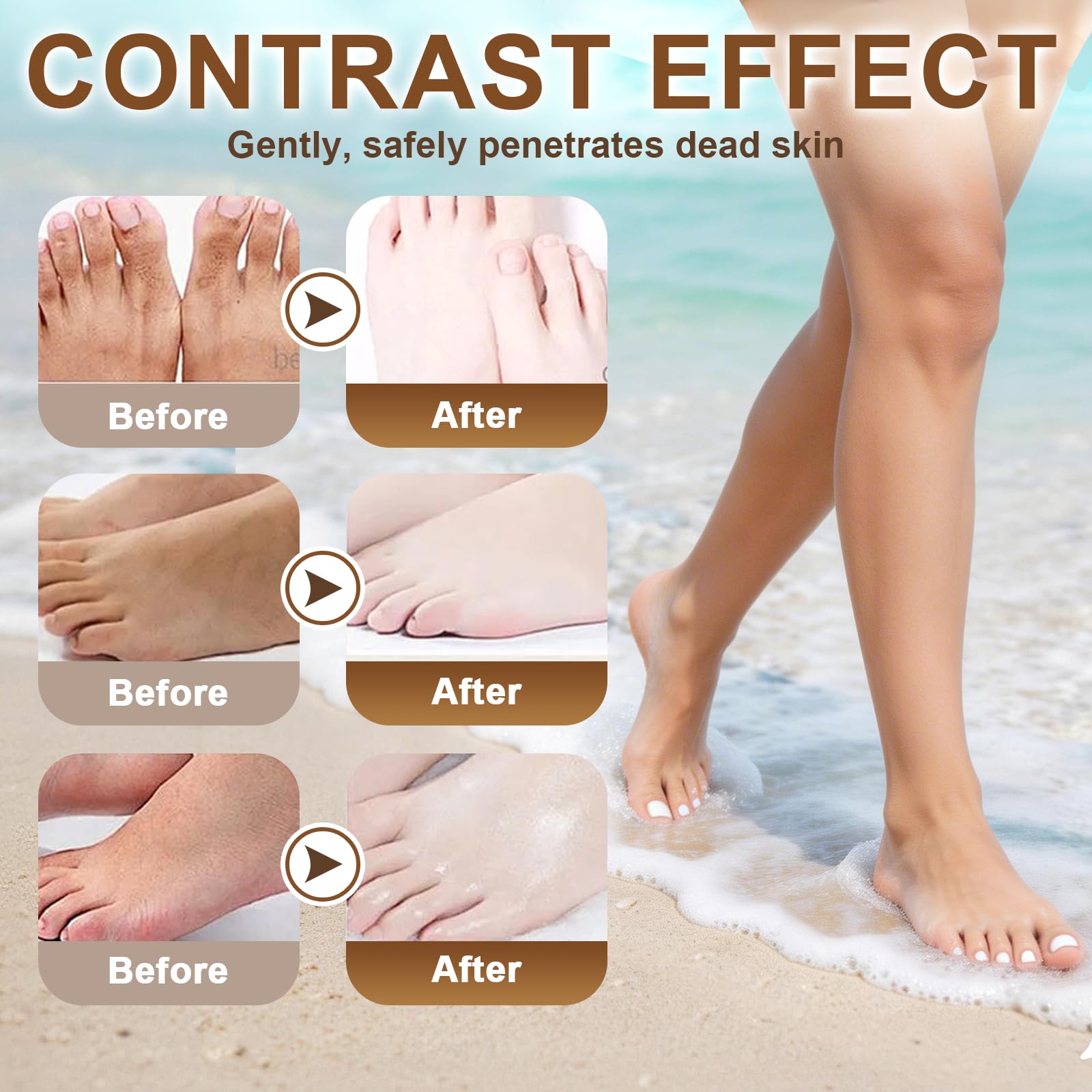 3 Paires Masque Pied Exfoliant, Peeling pied masque, Exfoliant Anti Callosités, Masque Hydratant pour les pieds, Pieds Secs et Fendillés(coco/Fraise/Miel)
