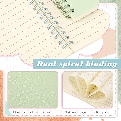 Miniatura 4 de Honoson 16 cuadernos kawaii con forro A5, incluye 4 cuadernos de espiral coloridos, 5 bolígrafos de gel retráctiles, 6 resaltadores estéticos