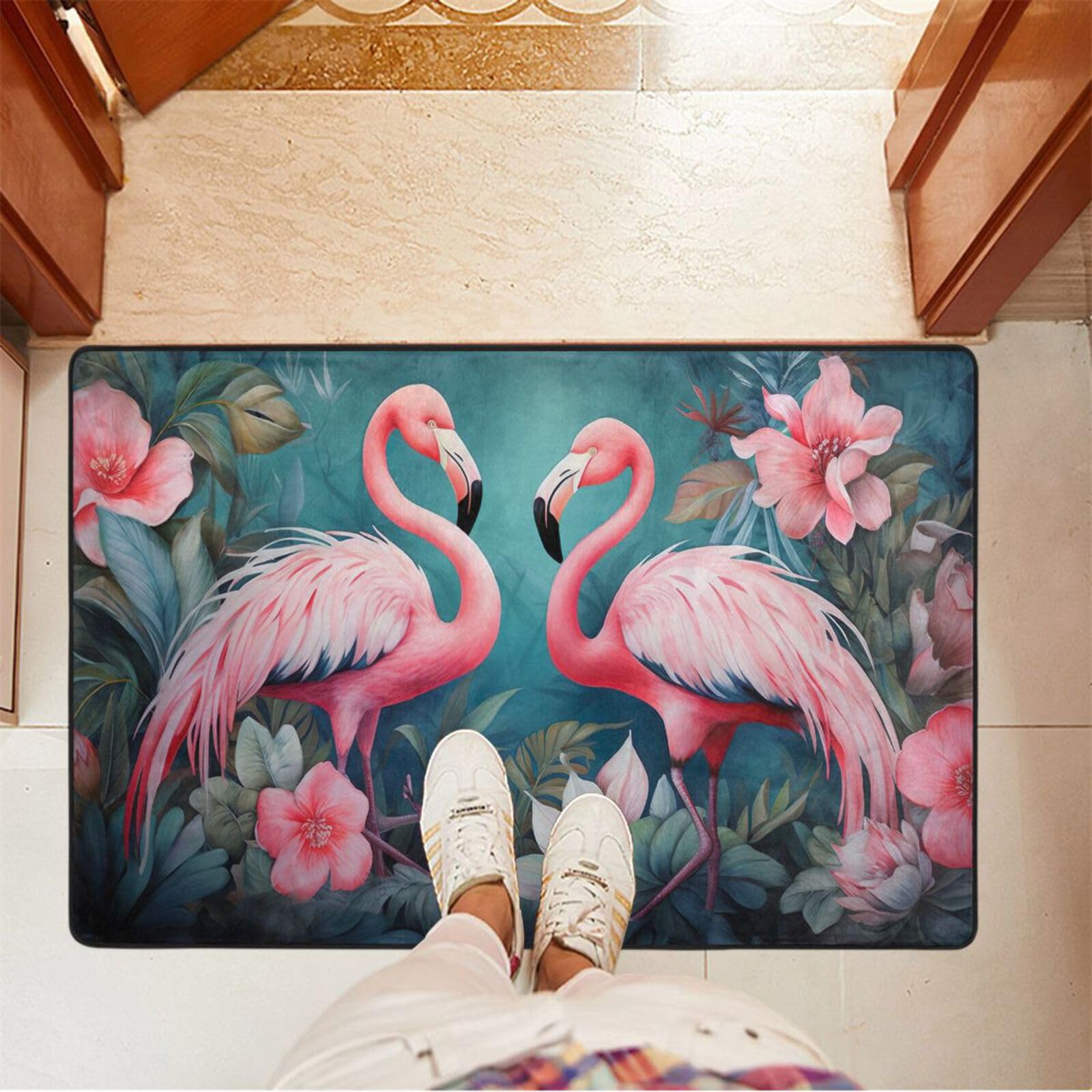 UMIRIKO Pink Flamingo Flower Kitchen Rug Mats Anti Fatigue Non Slip Mats Kitchen Mats for Floor Kitchen Decor 36x24 Inch 202a4666