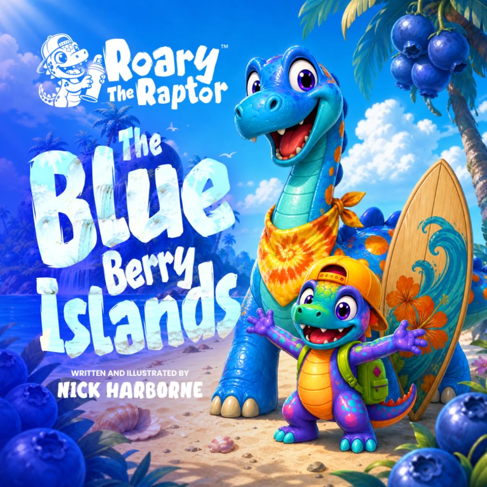 Roary The Raptor - The BLUE Berry Islands: A Splashy Rhyming Dinosaur Adventure About Colors and Creativity for Kids Ages 3–6 (Roary The Raptor's Radical Color Adventures)