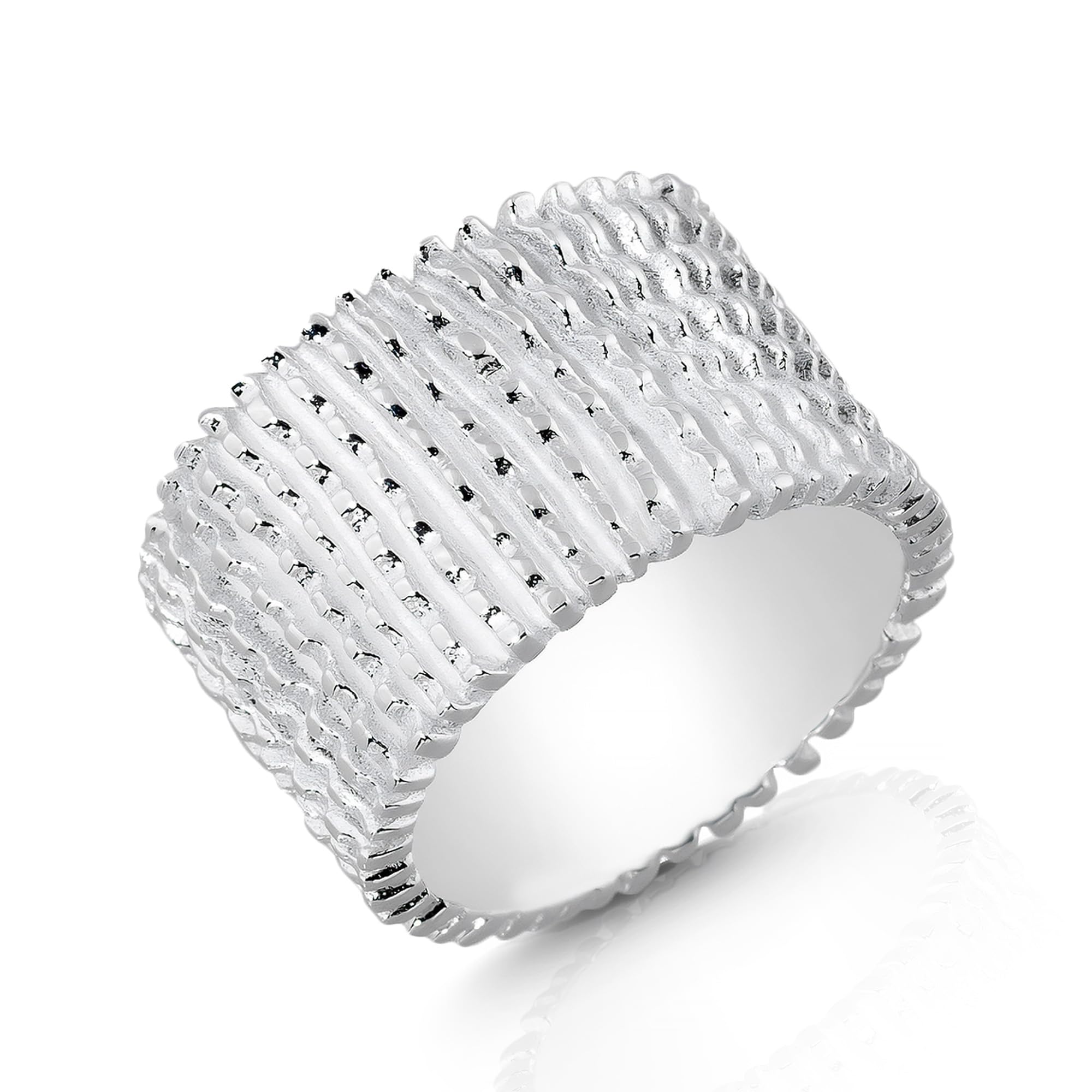 Cassini Damen Bandring massiv aus 925 Sterling Silber – Ringgröße 52-64, Breiter, auffälliger Silberring – Hochwertiger Schmuck für Frauen – Nickelfrei & antiallergisch, Statement Ring