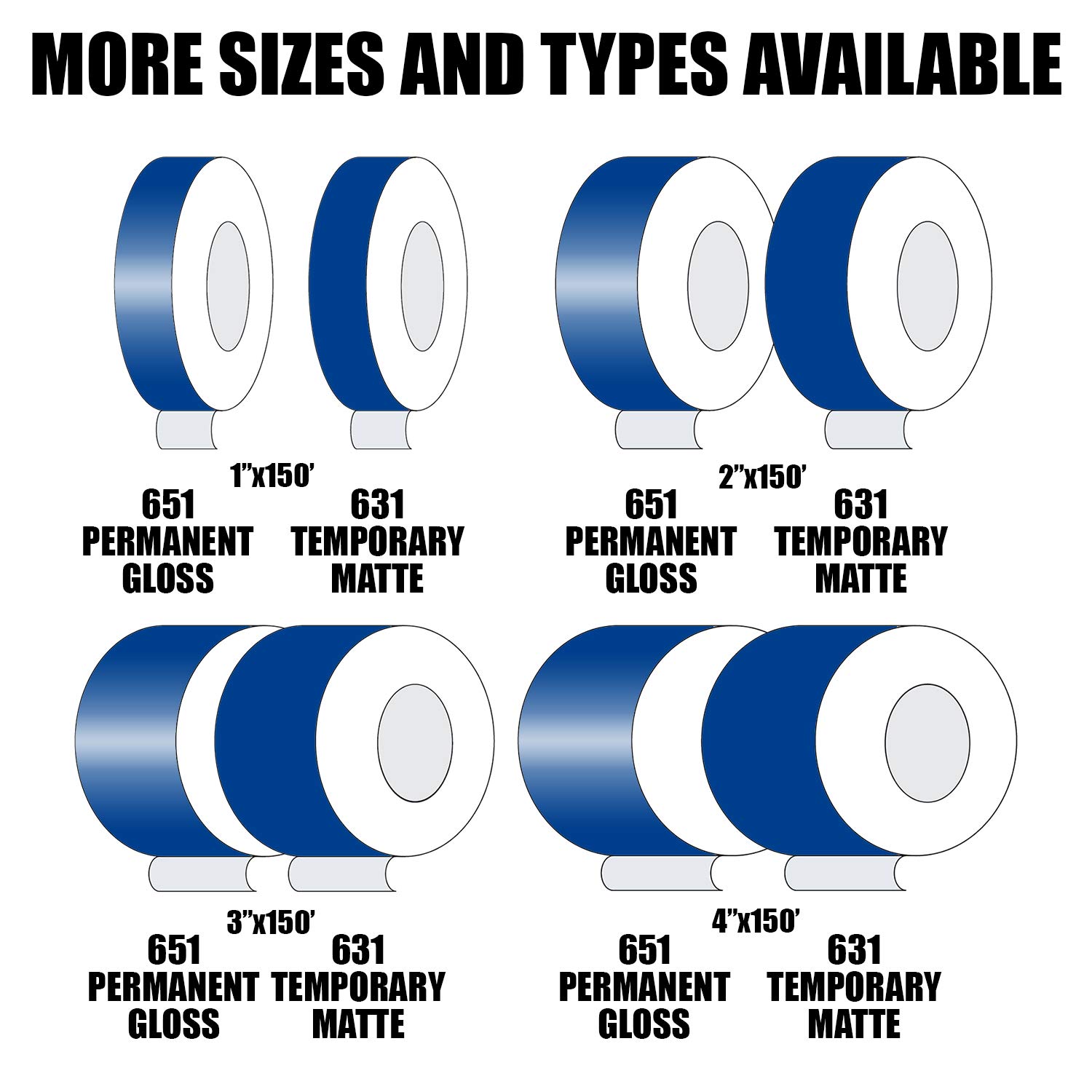 LiteMark 2" Blue Removable Vinyl Marking Tape - High-Visibility Matte Finish, Adhesive for Smooth Surfaces - Ideal for Safety Marking, Floors, Warehouses, Short Events - 150 Feet Roll