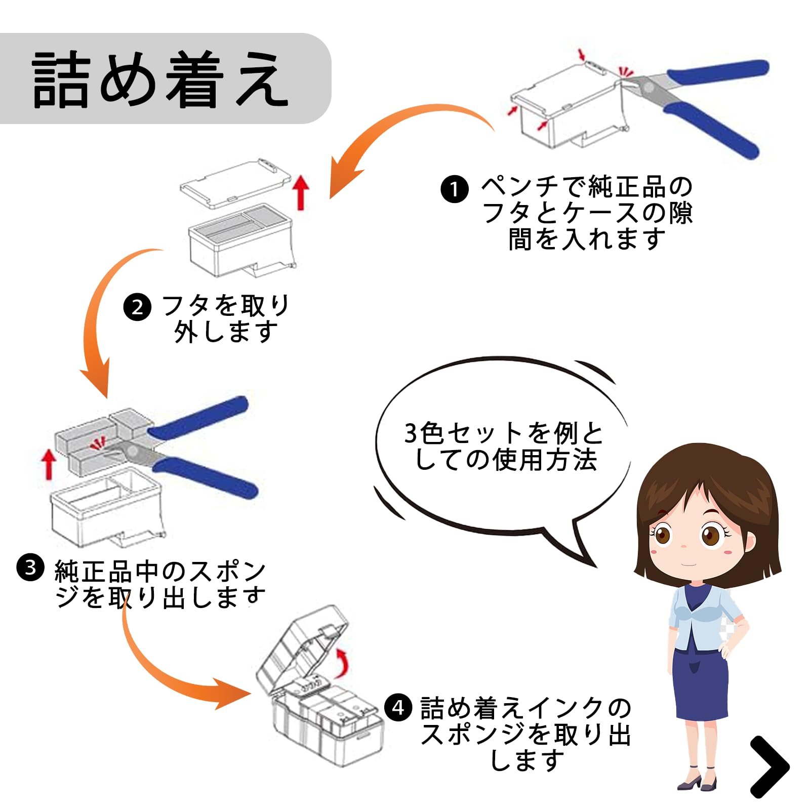Amazon.co.jp: BC-365XL 1個+BC-366XL 2個セット 詰め替えインク