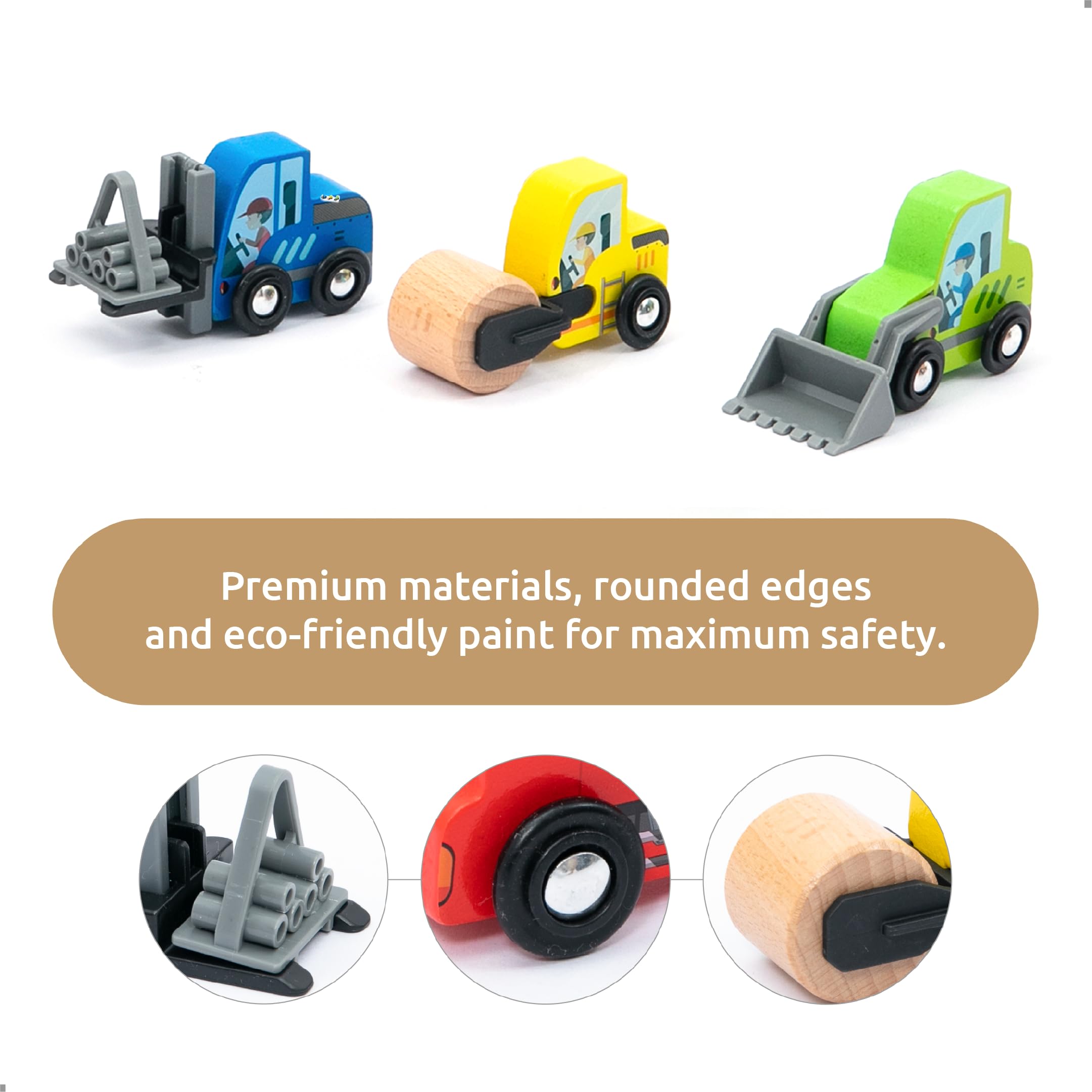 ® Vehículos de juguete de construcción, 7 piezas de madera para niños pequeños, compatibles con Thomas Train Toys Railway y las principales marcas, mejor para niños y niñas de 3 a 5 años 2