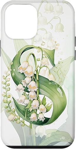Vista 40 de Funda para iPhone 12/12 Pro Lovely Lily of The Valley Letra S May Birthday Case