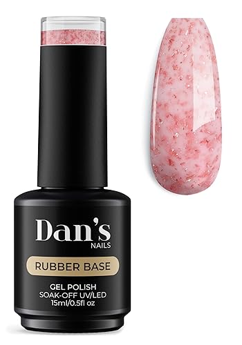 Dan's Nails Capa de gel con base de goma de 0.5 fl oz de ballet rosa dorado Lámpara UVLED para manicura rusa profesional