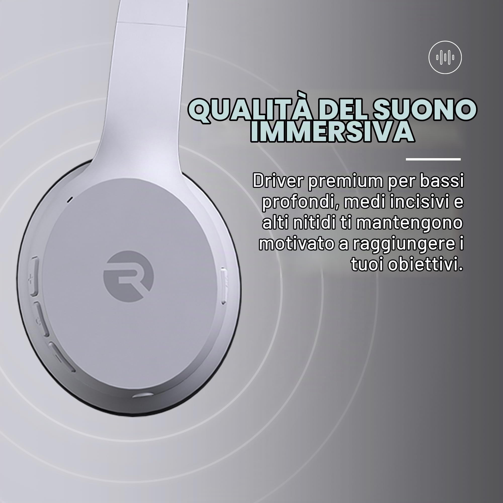 Raycon Cuffie Fitness - Cuffie Over-Ear Wireless con 38 Ore di autonomia, cancellazione Attiva del Rumore, Comando vocale, Cuscinetti Auricolari intercambiabili, Resistenza all'Acqua IPX4, (Bianco)