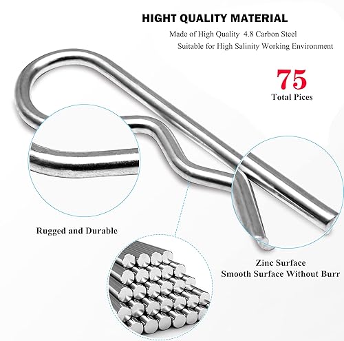 Miniatura 63 de 48 piezas de pasador de enganche, clips R, pasadores de retención, pasadores de chaveta de tractor, pasadores de pelo, surtido de pasadores