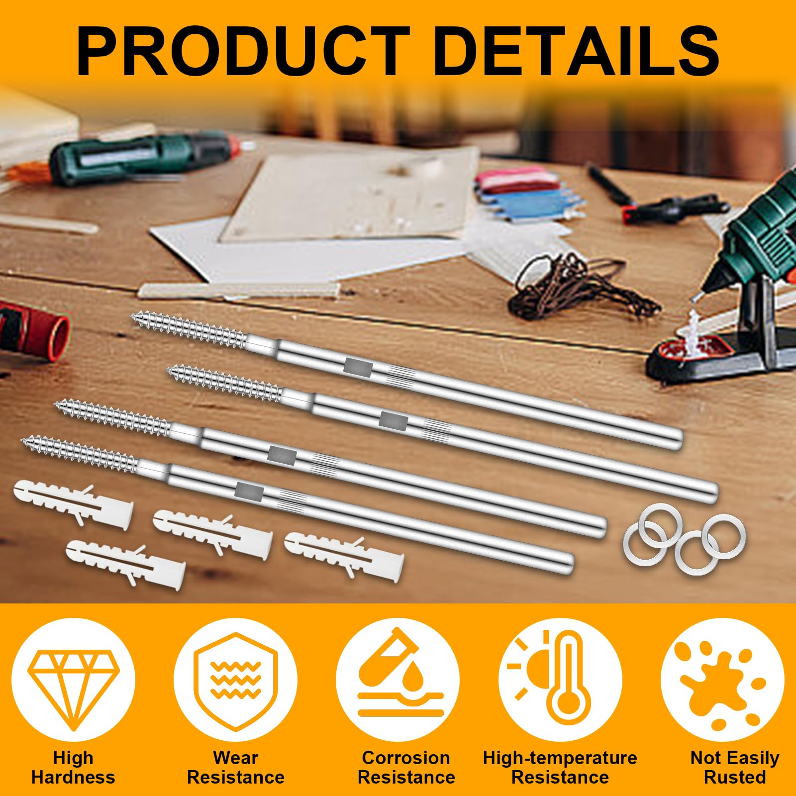 Bcautay Floating Shelf Brackets Heavy-Duty Conceal Floating Shelf Silver Hidden Shelf Brackets150mm Pin Screws for Floating Wood Shelves Wall-4pcs - Image 4