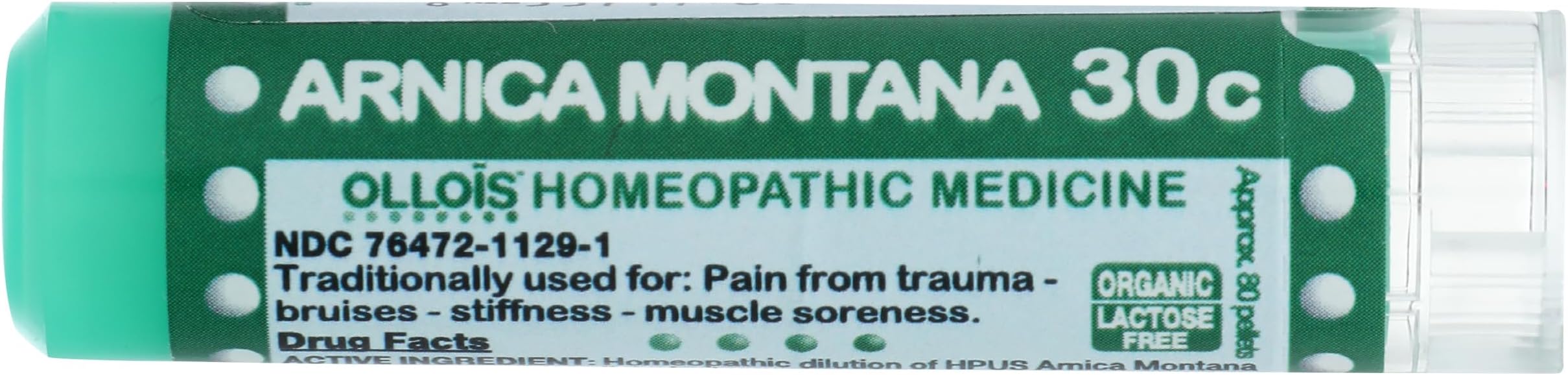 OLLOIS Vegan Arnica Montana 30c Organic, Lactose-Free Homeopathic Medicine, 80 Pellets (Pack of 1)