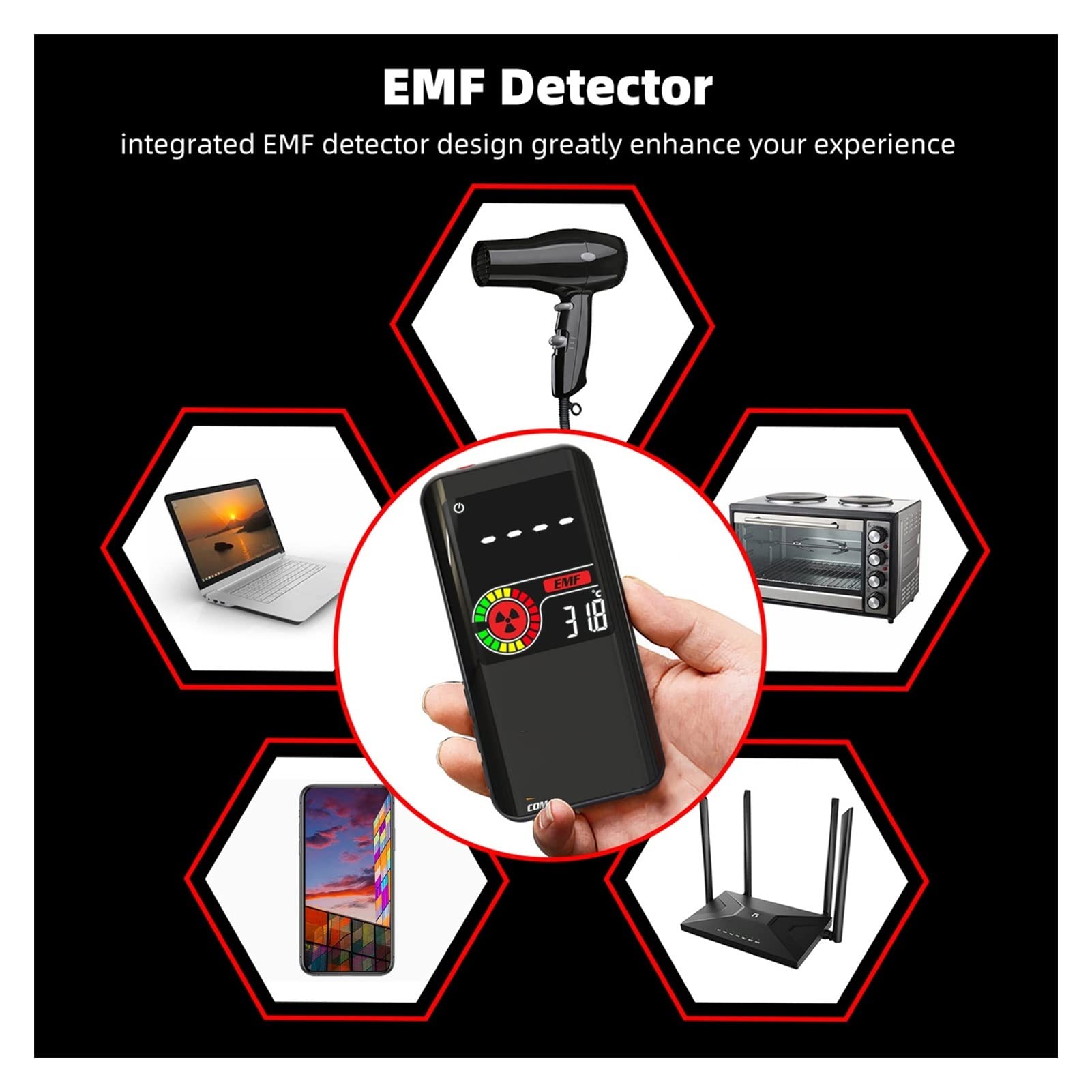 Detector de Pernos S20 multímetro Inteligente EMF de 3,5 Pulgadas de Color 9999 recuentos Detector de radiación electromagnética Recargable