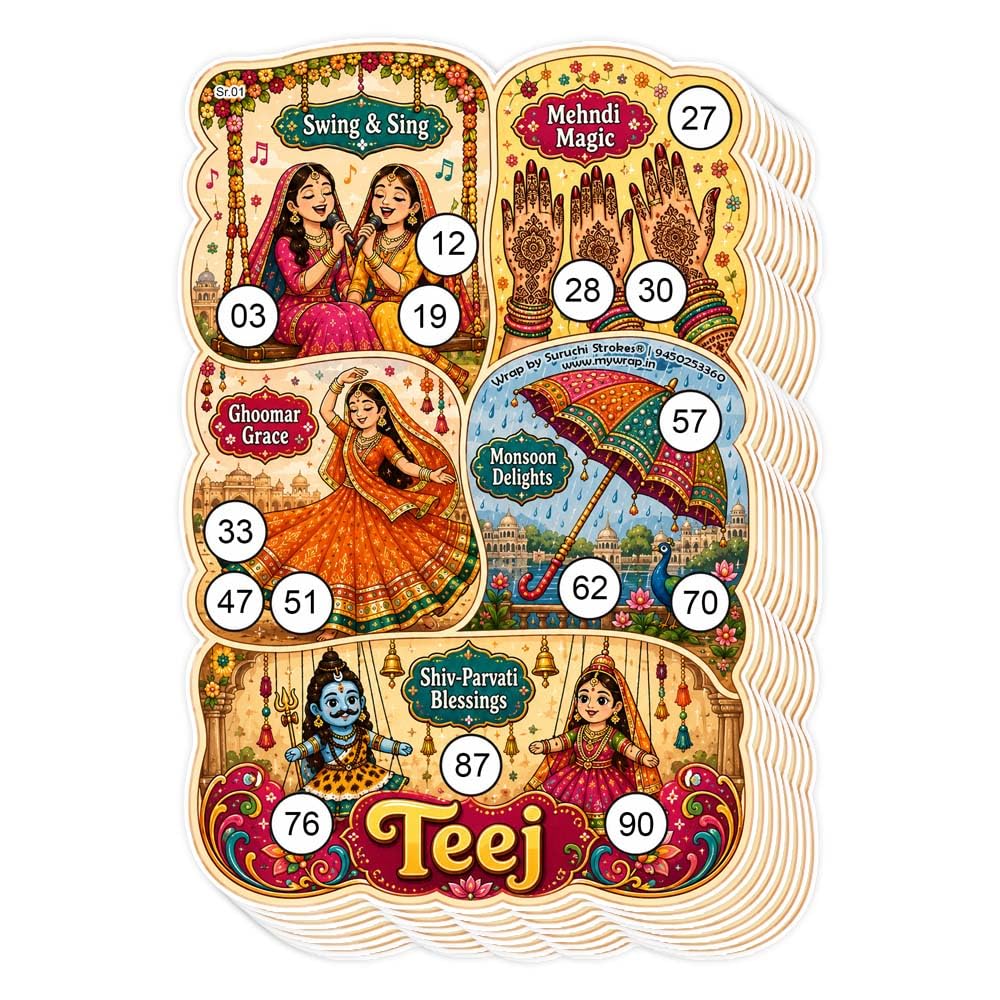 Teej Theme Tambola Ticket | Sindhara | Hariyali Teej & Sawan Festival Housie Game (30 Ticket)-image-24