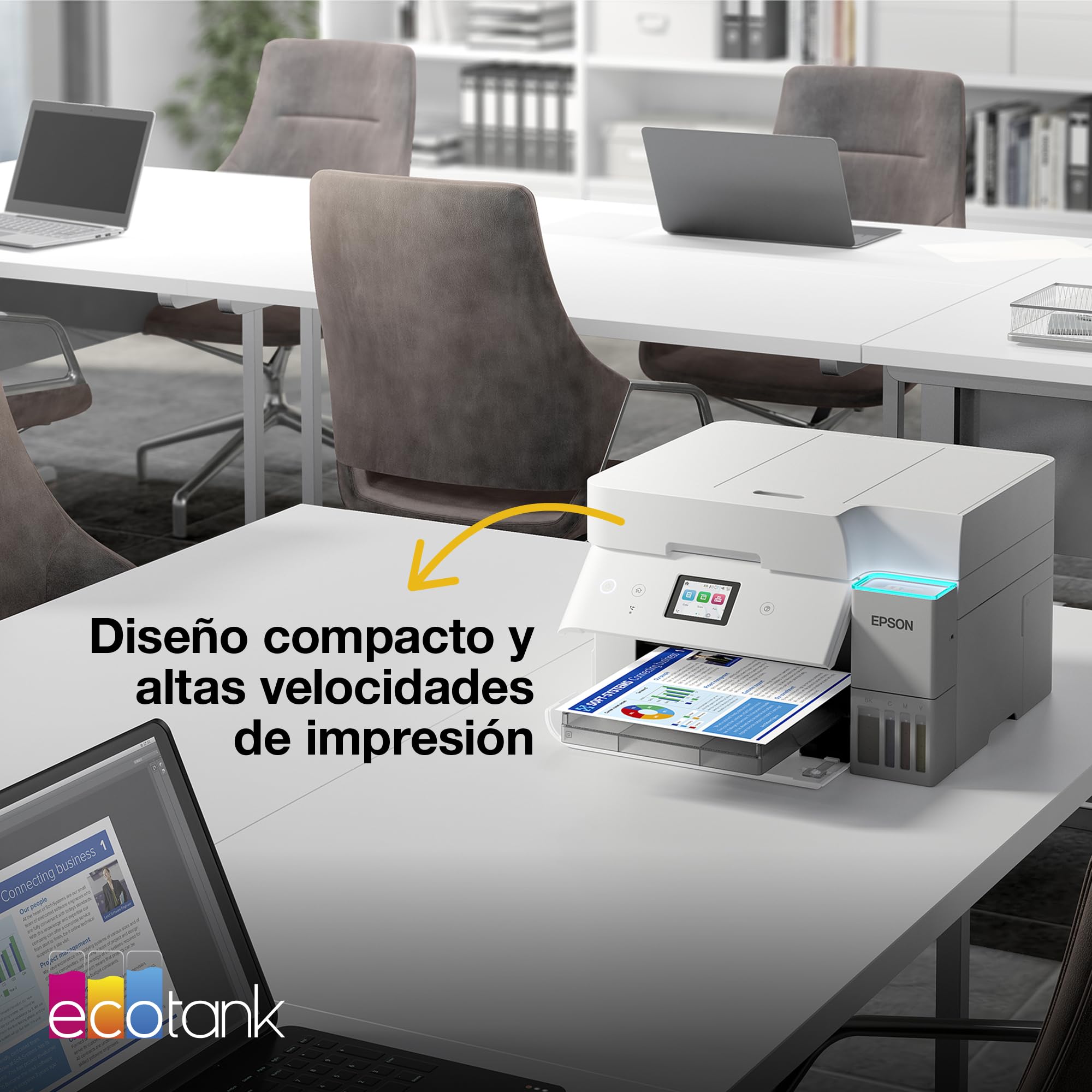 Epson EcoTank ET-4956 Impresora de Depósito de Tinta | Teletrabajo | Wi-Fi, Ethernet | A4 | Doble Cara | Imprimir, Copiar, Escanear, Fax | Pantalla Táctil 6,1cm | ADF | Tinta Incluida para 3 Años