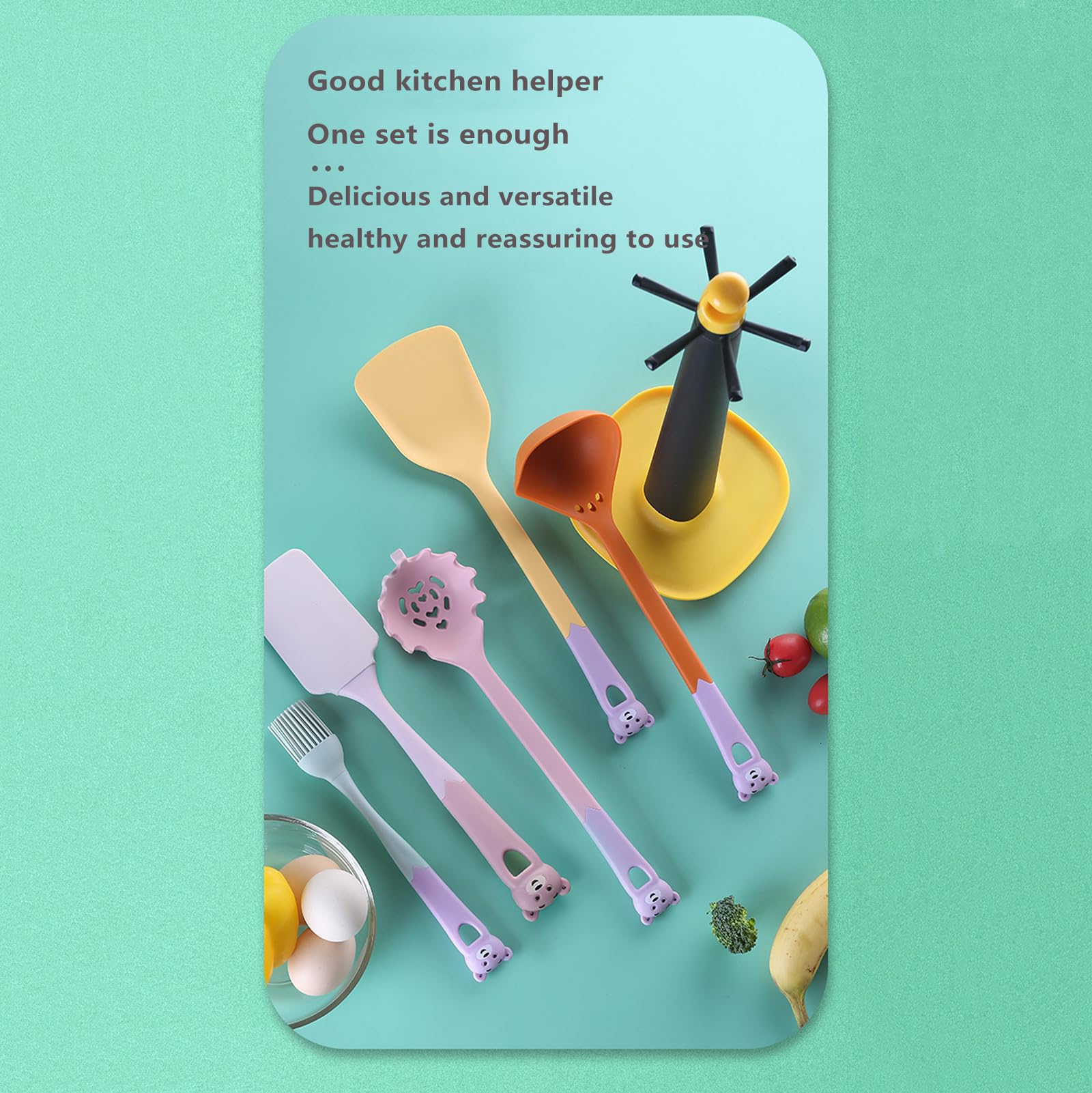 Zestaw Silikonowych Naczyń Kuchennych Odpornych Na Ciepło, Zestaw Szpachelek, Zestaw Naczyń Kuchennych Gadget Gadget Dla Patelni Antyklepnych, Bezpieczny Do Zmywarki, Bez BPA