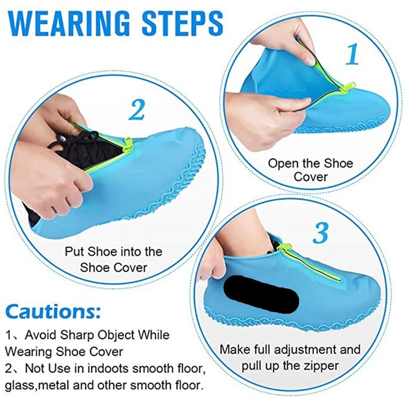 Funda de silicona impermeable for zapatos, con cremallera, unisex, for exteriores, sólida, antideslizante, resistente al desgaste, reutilizable.