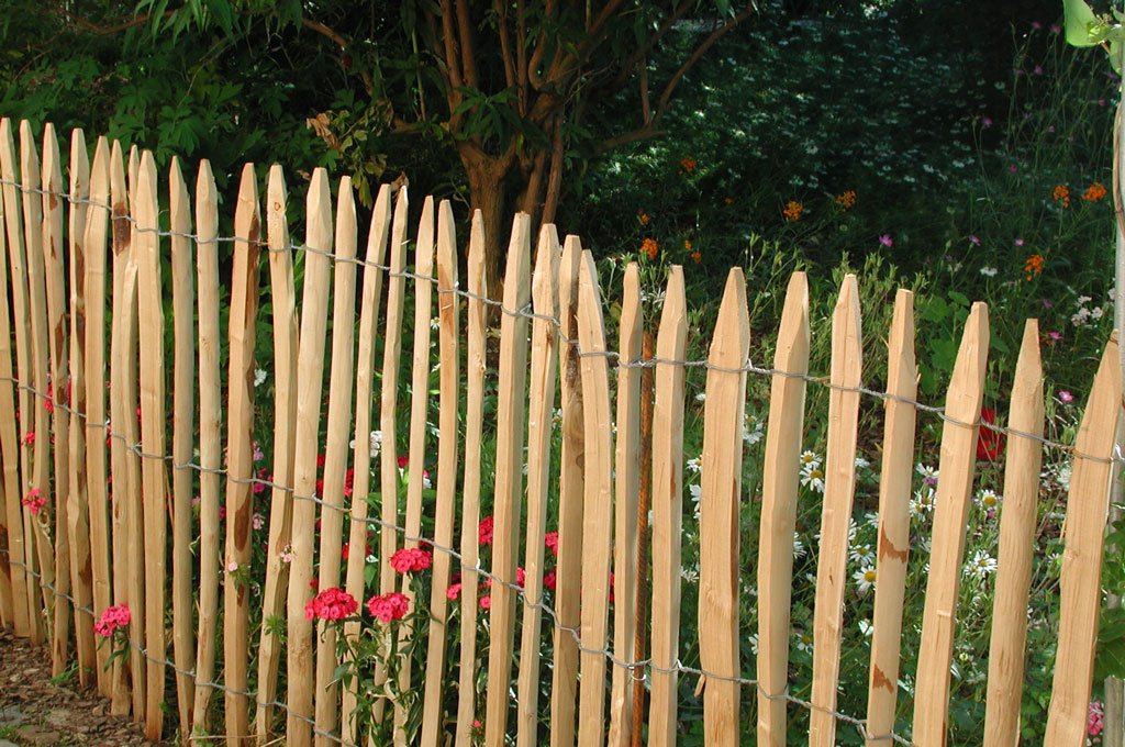 Gartenwelt Riegelsberger 5 Stück Zaunlatte Kastanie 150 cm lang/gespalten - geschält - einseitig angespitzt/Kastanienholz/Stakete/Staketenzaun