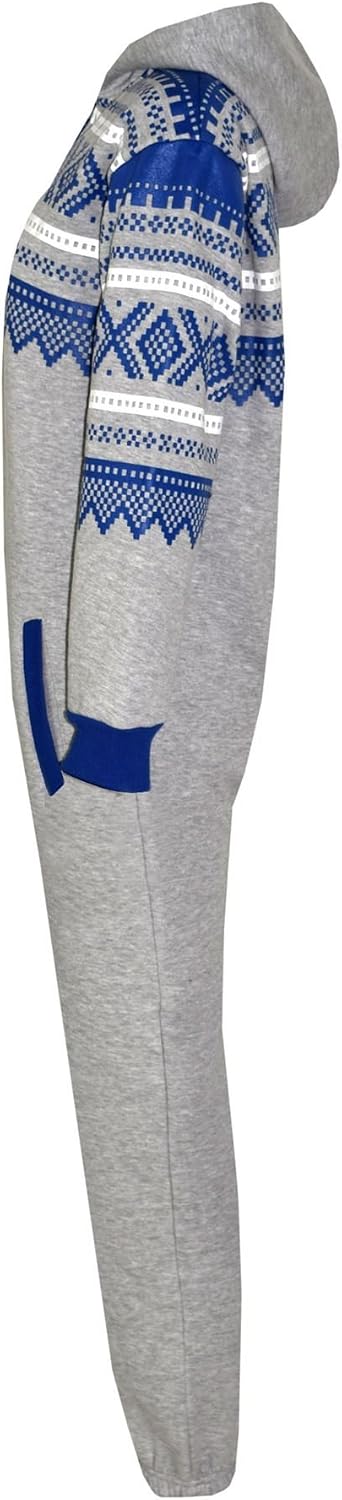 A2Z 4 Kids Girls Boys Jumpsuit Aztec Snowflake - Aztec Onesie 001 Grey & Royal 5-6